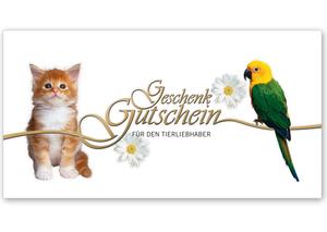 Gutscheinkarte Geschenkgutscheine geschenkgutscheine.com bestellen Klappkarten pos-hauer ZH202 Tierbedarf Zoohandel Zoohandlung Tiernahrung Tierfutter