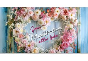 Geschenkgutschein mit Blumenherz für den Muttertag