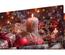 Faltgutschein DIN-lang mit Weihnachtsmotiv, Kerzen, roten Christbaumkugeln, Geschenk, Tannenzweigen und goldenen Sternen, Motiv X6001