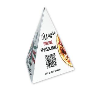 Tischaufsteller mit QR Code für Pizzeria