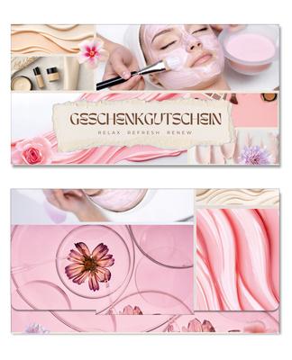 Geschenkgutschein Multicolor zum Falten / Kosmetikstudio: Außenseiten der Geschenkgutscheine geschlossen