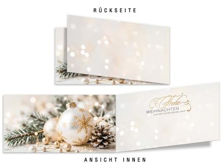 Weihnachtskarte DIN-lang: Ansicht Rückseite und Innenseiten geöffnet