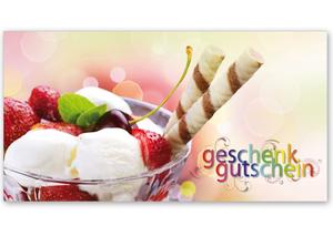 Gutschein Geschenkgutscheine Geschenk Gutscheine für Kunden Druckerei blanko bestellen Karten hauer G236 Eisdiele Eiscafé