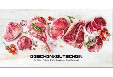 Geschenkgutscheine Fleischhauerei mit Fleisch und Wurstwaren