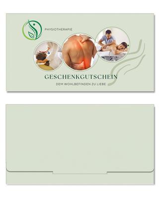 Geschenkgutschein Multicolor zum Falten / Physio Physiotherapie: Außenseiten der Geschenkgutscheine geschlossen