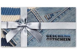 Gutschein bestellen Faltgutschein blanko Gutscheine Card Geschenkgutschein Vorlage Geschenkgutschein-shop FA273 Mode Modegeschäft Modeboutique Boutique Fashion Jeans Modegutschein Bekleidung Textilwaren