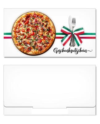 Geschenkgutschein Multicolor zum Falten / Italienische Restaurants: Außenseiten der Geschenkgutscheine geschlossen