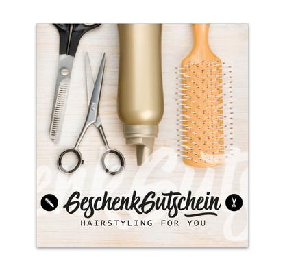 Gutscheinkarte Geschenkgutscheine geschenkgutscheine.com bestellen Klappkarten hauer K733 Friseurgutschein Friseurgeschäft Friseursalon Friseur hairstyling Frisör Coiffeur Haarstudio Coiffure Coifför