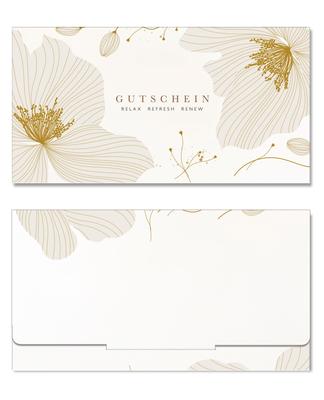 Geschenkgutschein Multicolor zum Falten / Kosmetikstudio: Außenseiten der Geschenkgutscheine geschlossen