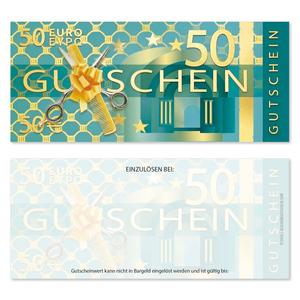 Wertgutscheine für Friseure mit aufgedrucktem Wert 50,- EUR