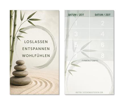 Terminkarte 8FD / Kosmetik Physiotherapie Massage Wellness: Vorder- und Rückseite der Terminkarten