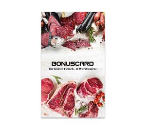 Bonus-Cards mit Fleisch und Wurstwaren