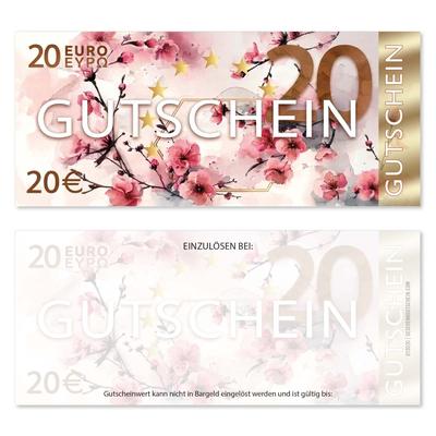 Wertgutscheine / Euro-Box-Gutscheine 20EUR: Ansicht Vorderseite und Rückseite Wertgutscheine für Gutscheinverpackung Gutschein bestellen blanko Gutscheine Card Geschenkgutschein Vorlage Geschenkgutschein-shop U12820