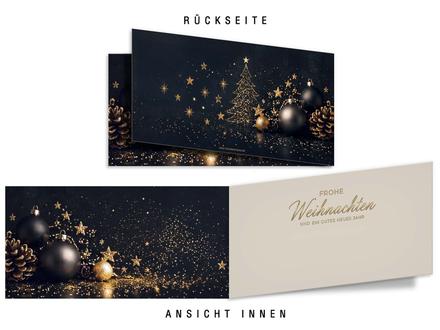 Weihnachtskarte DIN-lang: Ansicht Rückseite und Innenseiten geöffnet