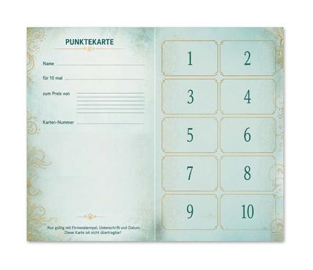 Punktekarte 10FD 2 Danke-Stempel / Kosmetikstudio Kosmetiksalon Kosmetik beauty Kosmetikinstitut: Innenseiten offen