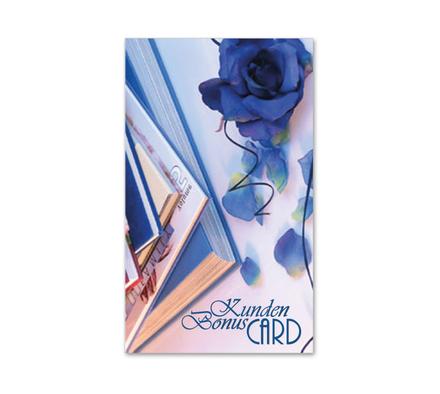 Kunden-Bonus-Cards - Bereich Bücherei BuchladenBuchhandel Buchhandlung: Vorderseite gefaltet Kunden-Karte Kunden-Karten Kundencard Bonuskarten Kundenkarten BU555 Bücherei Buchladen Buchhandelsgesellschaft Buchhandel Buchhandlung Buchgutschein