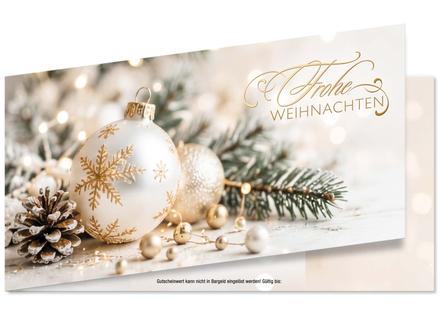 Faltgutschein DIN-lang mit Weihnachtsmotiv: Ansicht Vorderseite geschlossen