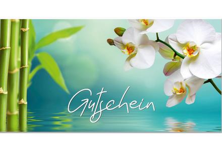 Gutschein mit Orchideen und Bambus