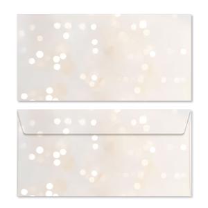 Kuvert DIN-lang in Creme mit hellem Bokeh-Motiv, passend für Faltgutscheine, Weihnachtskarten und Gutscheine, Artikel KVN6200