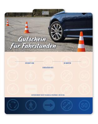 Geschenkgutschein Multicolor zum Falten / Fahrschule Fahrstunden: Innenseite der Geschenkgutscheine offen