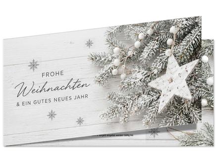 Faltgutschein DIN-lang / Weihnachtsmotiv: Ansicht Vorderseite geschlossen