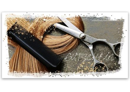 Gutschein Geschenkgutschein Faltgutschein blanko Friseurgeschäft Friseursalon Friseur Coiffeur