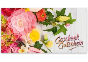 Gutscheinkarte Geschenkgutscheine geschenkgutscheine.com bestellen Klappkarten pos-hauer BL251 für Unternehmen Firma Firmen Kunden Druckerei Werbemittel Büroartikel Blumenhändler Blumenhandlung Blumen Blumengeschäft Blumengutschein