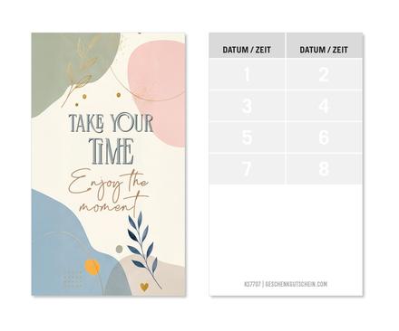 Terminkarte 8FD / Massage Wellness Spa Kosmetik Naturheilkunde Physiotherapie: Vorder- und Rückseite der Terminkarten
