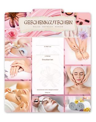 Geschenkgutschein Multicolor zum Falten / Kosmetikstudio: Innenseite der Geschenkgutscheine offen
