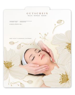 Geschenkgutschein Multicolor zum Falten / Kosmetikstudio: Innenseite der Geschenkgutscheine offen