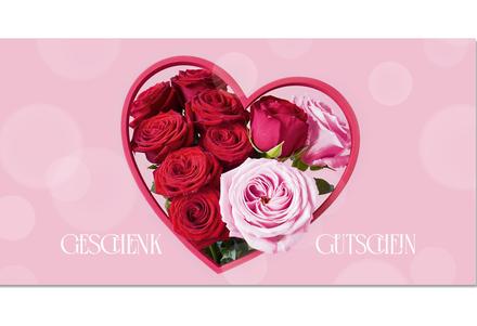 Geschenkgutscheine mit Herz und Blumen