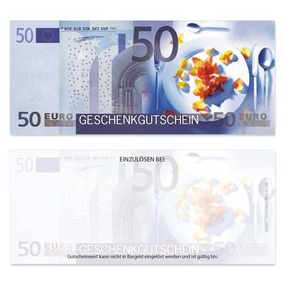 Wertgutscheine Euro-Gutscheine Euro-Box Gutscheine Gutschein für Gutscheinverpackung mit fixem Wert