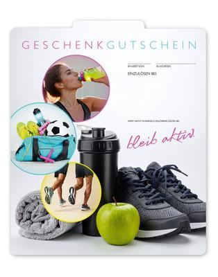 Geschenkgutschein Multicolor zum Falten / Sport Sportartikel: Innenseite der Geschenkgutscheine offen
