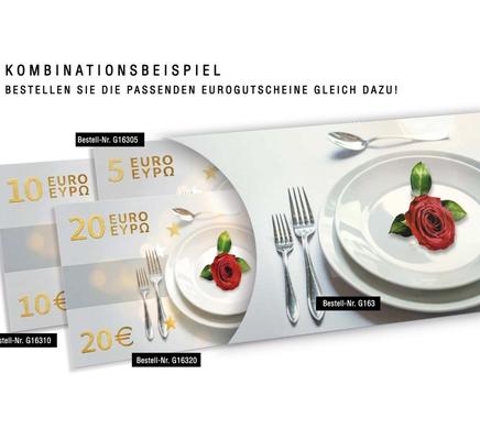 Gutscheinverpackung dreidimensional / Euro-Box / Restaurant: Passendes Zubehör